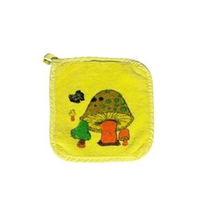 Vintage 1970s Mushroom Terry Cloth Potholder